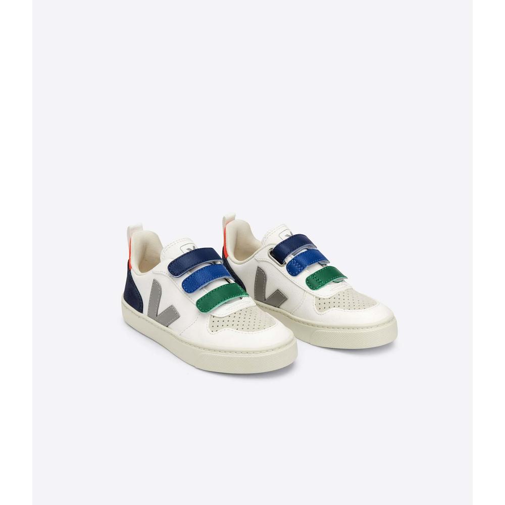 Veja V-10 CHROMEFREE Sneakers Kinderen White/Blue | BE 847BEX